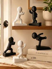 Creative Human-Shaped Doorstop, Movable Human-Shaped Door Wedge, Home Decor Door Stopper. Offers Various Poses And Style Options, Suitable For Keeping Doors Open At Home Or In The Office, Also Serves As A Desktop Decorative Ornament. - White - View 5