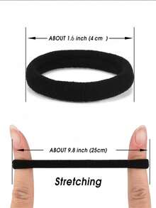 200/100/100/20pcs Black Thick Seamless High Elasticity Non-Slip No-Mark Hair Ties, Strong Stretch Hair Bands For Thick Hair, Women's Hair Accessories For Daily Work, Sports, Fitness, Yoga, Running, Nylon Hair Rope Set - Black - View 6