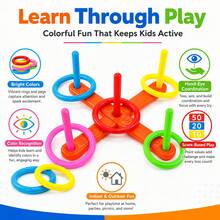 Indoor Outdoor Ring Toss Game Color Recognition Educational Throwing Toy Parent Child Interactive Family Backyard Party Game Kids Birthday Holiday Gift - Multicolor - View 9