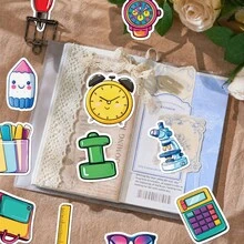 50Pcs Back To School Stationery Bag Pouch Stickers, Scrapbook Supplies Journal Supplies, Handmade Card Material, Scrapbook Lovers, School Essentials Handcraft - Multicolor - View 5