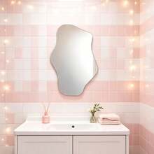 1件不規則鏡面牆貼不對稱鏡子，現代無框鏡，適合牆面裝飾，獨特造型鏡子牆 - 銀色 - 查看 7