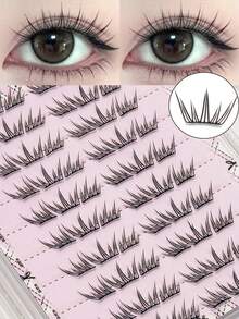 10 Rows 60 Clusters Anime Style False Eyelashes, Natural Seductive C-Curl Design, Suitable For Beginners, Reusable, Applicable For All Occasions, Eyelash Clusters, Single Eyelashes, Eyelashes, False Eyelashes - C - View 7