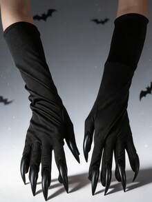 Stretchy Elbow Length Claw Gloves Black Monster Nail Gloves For Halloween Cosplay Masquerade Costume Dress Up - Multicolor - View 3