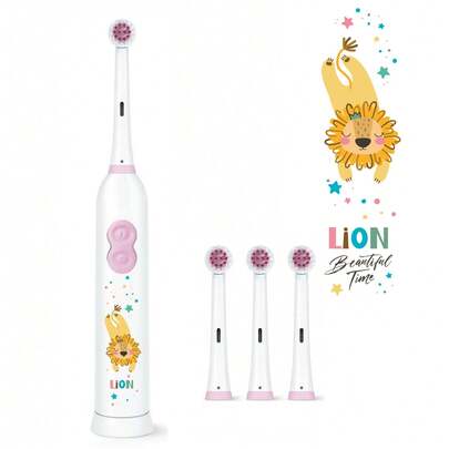1pc Rotary Electric Toothbrush With 4 Brush Heads, Includes 2 AAA Batteries, Smart Cleaning Battery-Powered Electric Toothbrush, Soft Bristles, Multiple Patterns