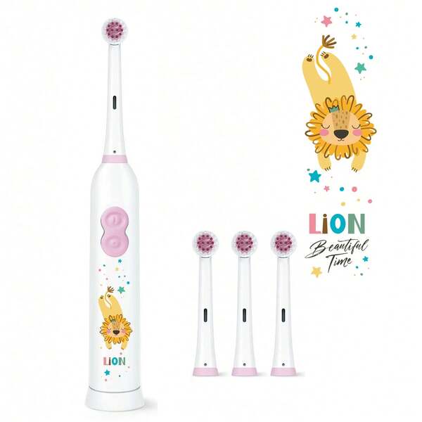 1pc Rotary Electric Toothbrush With 4 Brush Heads, Includes 2 AAA Batteries, Smart Cleaning Battery-Powered Electric Toothbrush, Soft Bristles, Multiple Patterns