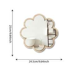 1pc Flower Shaped Acrylic Mirror Wall Sticker With Wooden Backboard, Gold & Silver Optional 3D Decorative Mirror Decal,Wall Art Decor For Living Room Bedroom Home Decor - Flower-shaped - View 2