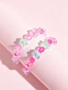 2pcs/Set Kids Cute Flower Charm Beaded Bracelet Set, Suitable For Daily Wear, Holiday Party Accessories - Multicolor - View 2