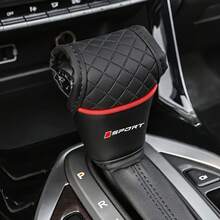 1件運動風皮革汽車排檔桿套，菱格縫線防滑排檔保護套，通用汽車內飾改裝裝飾 - 多色 - 查看 6