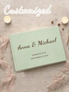 Custom Linen Wedding Guest Book, Personalized Hardcover Photo Album, Wedding Keepsake & Anniversary Photo Album, Unique Anniversary Gift, Guest Book - Multicolor - View 23
