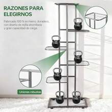 Soporte para Plantas de 6 Niveles, BOJA Maceteros para Interior y Exterior Base para Macetas, Mueble para Plantas, Puede Contener 7 Macetas de Plantas, Soporte para Macetas para Balcón, Sala y Jardín - Multicolor - Ver 4