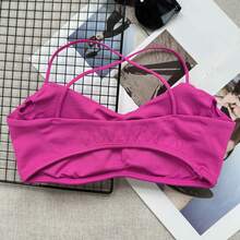 Women's Sports Bra Spaghetti Strap Backless Yoga Fitness Bra Removable Padding Workout Top Sports Bra Fall - Hot Pink - View 7