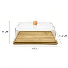 31x17.8x11cm Wood Bamboo Square Serving Tray With Lid, Cake Pastry Food Cover - View 5