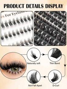 Sibeuna 215pcs Lower Lashes + 120D Cluster Lashes, Thick Dramatic Makeup Effect, Suitable For Beginners, Easy To Use, Portable Lash Clusters - D - View 3