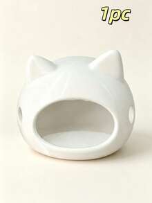 1pc White Cute Cat Shaped Fish Tank Hiding Cave, Aquarium Ornamental Fish Shelter, Cichlid Betta Shrimp Breeding House, Cartoon Aquarium Decor Ornament - View 11