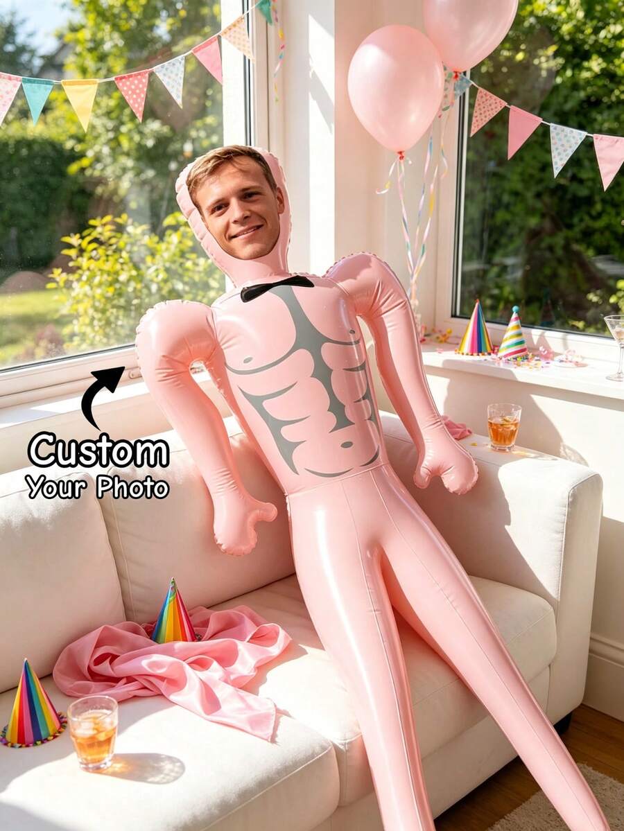 1pc Personalized Large Inflatable Blow-Up Prop, Customized Face Inflatable Blow-Up, Large Inflatable Blow-Up, Pool Party Fun Bachelor Party Gift, Inflatable Husband, Groom Inflatable Doll, Special Occasion