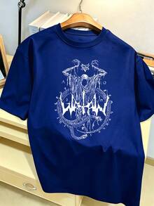 Gothic Graphic Metal Tee Fall, Premium Fabric, Easy Fit, Casual, Breathable - Blue - View 2