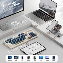 AULA S99 Wireless Mechanical Keyboard, 3 Modes (Bluetooth 5.0/USB-C/2.4GHz), Hot-Swappable Customizable Keycaps, RGB Backlight, Pre-Lubricated Linear Switches, Customizable Multimedia Knob, Compatible With PC, PS, Xbox, Tablet Gaming - View 4