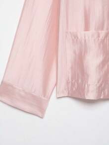 DEEKA Autumn New Women's European & American Style Fashion Minimalist Versatile Satin Knot Button Shirt - Pink - View 9