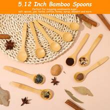 10pcs Mini Bamboo/Wooden Spoons, Natural Wood Short-Handled Small Spoons, Eating Soup, Coffee, Honey, Jam And Other Condiments, Lightweight And Convenient, Small Dessert Spoons, Christmas Gift, Back To School - View 4