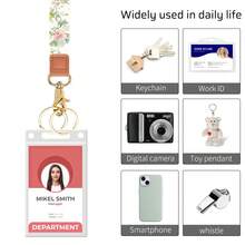 Key Lanyard, Long Neck With Metal Hook, Can Be Used To Hang ID Cards, Cute Lanyard Keychain - Spring Wildflowers - View 7