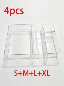 4/6/7/8-Piece Transparent Drawer-Style Storage Boxes, Suitable For Cosmetics, Desktop Organizers, Beauty Supplies, Miscellaneous Items, Kitchen And Bathroom Supplies. - Clear - View 10