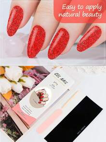 Red Gel Nail Stickers, Glitter Nail Decals Waterproof Full Coverage, Suitable For DIY Nail Decoration - Red - View 5