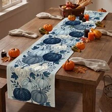1pc Thanksgiving Pumpkin Print Table Runner, Suitable For Holiday, Party, Dinner, Restaurant Table Decor, Home Autumn/Winter Decoration - Multicolor - View 2