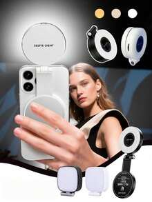 Spiegel-Handy-Fülllicht, magnetisches Selfie-Fülllicht, kompatibel mit iPhone, 360° LED-Selfie-Ring-Fülllicht mit Klebering, geeignet für Selfie-Fotografie, Videoanrufe, Videokonferenzen, Taschen-Fülllicht, Videokonferenz-Fülllicht mit Handy-Clip, 3 Beleuchtungsmodi, wiederaufladbar, kompatibel mit Laptop/Handy/Tablet/Videokonferenz/Make-up, geeignet für Selfie und Live-Streaming - A - Übersicht 3