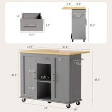 Rolling Kitchen Island Cabinet Storage Cart With Drop Leaf Drawers Towel Rack Table On Wheels Microwave Station Utility Organizer Unit For Dining Room Kitchen, Gray - Gray-42 Inch - View 4