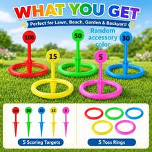Color Recognition Ring Toss Game Outdoor Throwing Circle Toy Family Competitive Backyard Garden Interactive Educational Toy For Kids Birthday Gift Summer Holiday Outdoor Activity Party Present - Multicolor - View 3