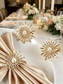 1-12pcs High-End Alloy Rhinestone Firework Napkin Rings, Suitable For Room Decoration, Table Decor, Home Decor, Party, Birthday, Wedding And Dinner - Multicolor - View 14