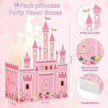 10pcs Princess Castle Gift Boxes, Princess Castle Candy Boxes, Shiny Princess Castle Carnival Decorations, Birthday Party Supplies Gift Boxes, Back To School Valentine's Day - Pink - View 4