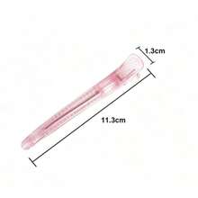 2件組沙龍髮夾，無縫水晶鱷魚夾，高品質塑膠扁平夾，適合瀏海與碎髮的側邊髮夾 - 粉色 - 查看 7