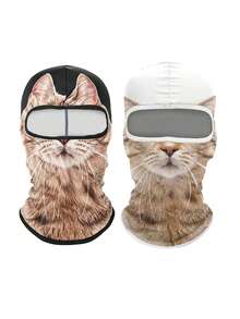 1pc/2pcs Creative 3D Animal Face Ear Head Cover, Unisex Breathable Sun Protection Full Face Mask, Suitable For All Seasons, Outdoor Running, Cycling, Fishing, Hiking - Multicolor - View 6