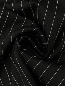 1pc Women's Fashion Elegant Casual Vertical Striped 2-Piece Set For Office And Daily Wear, Spring/Autumn - Black - View 9