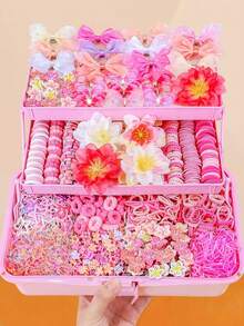 602/10pcs Pink Cartoon Hair Accessories Set, High Elastic Hair Bands, Multi-Style Hair Clips, Sweet And Cute - Suitable For Girls And Women, Daily, School, Vacation, Dating - Multicolor - View 15