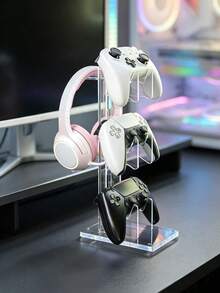 Transparent Acrylic Controller Display Stand, Desktop Game Console Bracket, Multi-Purpose Game Controller Storage Rack For Bedroom Tabletop Gaming Accessories Organizer - Multicolor - View 3