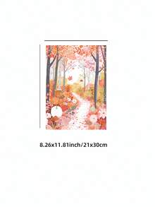 1件無框粉色秋季森林軟裝牆面藝術海報，趣味風格，適合宿舍返校禮物 - 多色 - 查看 15