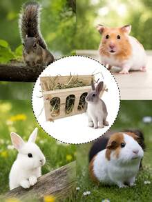 1pc Rabbit Feed Rack Solid Wood Folding Hay Rack, Can Be Hung In A Cage, Equipped With Sturdy And Durable Natural Wood And Hemp Rope Hooks For Easy Installation, Suitable For Pet Grass Box Feeding Products For Rabbits And Guinea Pigs. - D - View 6