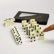 1 Set Classic Dominoes Game, 28pcs Double-Six Domino Tiles With Black Number Dots, Portable Tabletop Strategy Board Game Set For Family Game Night, Friends, Parties, Travel, Indoor Entertainment, Collection And Gift Giving - Multicolor - View 2