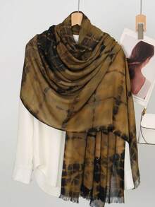 1pc Tie-Dye Fashion Scarf, Women's Muslim Hijab, Lightweight & Breathable, Elegant Outerwear, Beach Sun Protection Shawl - Multicolor - View 16