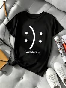 Spring Casual Cotton Graphic Print T-Shirt 100% Cotton Graphic Design Street Hip Hop Breathable - Black - View 2
