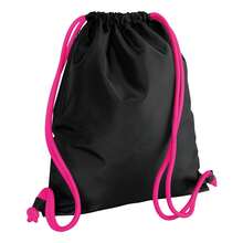 Bagbase Icon Drawstring Bag - Black/Fuchsia - View 1