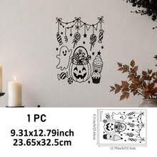 SUPSTICKER Black Halloween Spider Web Ghost Pumpkin Line Wall Window Sticker, PVC Self Adhesive Removable DIY Decor For Front Door, Window, Fireplace, Cabinet - 1PC - View 12