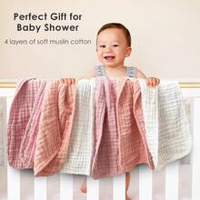CN. 12pcs 20"X12"/12"X12" Burp Cloths Baby Muslin Washcloths -100% Cotton Muslin Soft Absorbent,Baby Stuff,Baby Christmas Gift,Large Baby Drool Towel - 彩色 - 查看 4