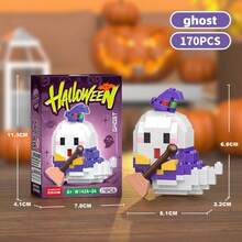6pcs/Set Halloween Series Micro Particle Building Blocks Toy, ABS Resin Material, Multiple Creative Unique Designs, DIY Handmade Assembly Toy, Educational Stress Relief Puzzle Toy, Desktop Furniture Atmosphere Decor, Suitable For Birthday, Halloween, Christmas, Eid, National Day, Back To School Gifts - Multicolor - View 14