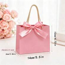 10pcs Thank You Gift Boxes With Handles, Approx. 14.9 X 6.9 X 11.9cm, Gold Foil Printed Thank You Text, Bow Decor Small Paper Boxes, Suitable For Christmas, Wedding, Birthday Party And Other Occasions (Pink) - View 8