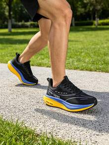 Sepatu Lari Pria, Baru, Nyaman, Anti Selip, Cocok untuk Lari, Perjalanan, Olahraga di Gym, dan Dapat Digunakan Sepanjang Musim. - Hitam, biru, kuning - View 8