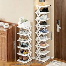 6/9-Tier Freely Combinable DIY Foldable Shoe Rack, Space-Saving Heavy-Duty Storage For Entryway, Bedroom & Dorm. Stable Wobble-Free Narrow Gap Vertical Shoe Shelf, Free Shoe Horn Included - View 5