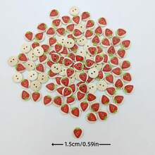 100pcs Fashion Personalized Vintage European & American Style Painted Printed Wooden Strawberry Buttons Assorted Fruit Wooden Buttons Bohemian Style Painted Wooden Buttons Accessories DIY Making Clothes Bags Hats Scarves Hair Accessories Pants Holiday Party Birthday Gift Decorative Wooden Buttons Material - 100pcs Mixed Strawberry Pattern Buttons - View 9